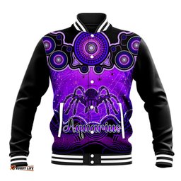 Personalised Australia Scorpio Tarantulas Spider Zodiac Baseball Jacket Auz Astrology Aboriginal - Purple