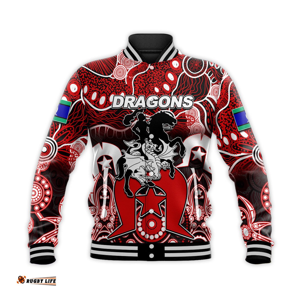 Custom Personalised Dragons Torres Strait Islanders Mix Aboriginal Baseball Jacket