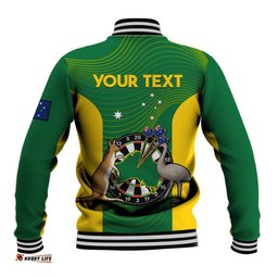 Custom Personalised Australia Darts National Color Mix Kangaroo And Emu Baseball Jacket