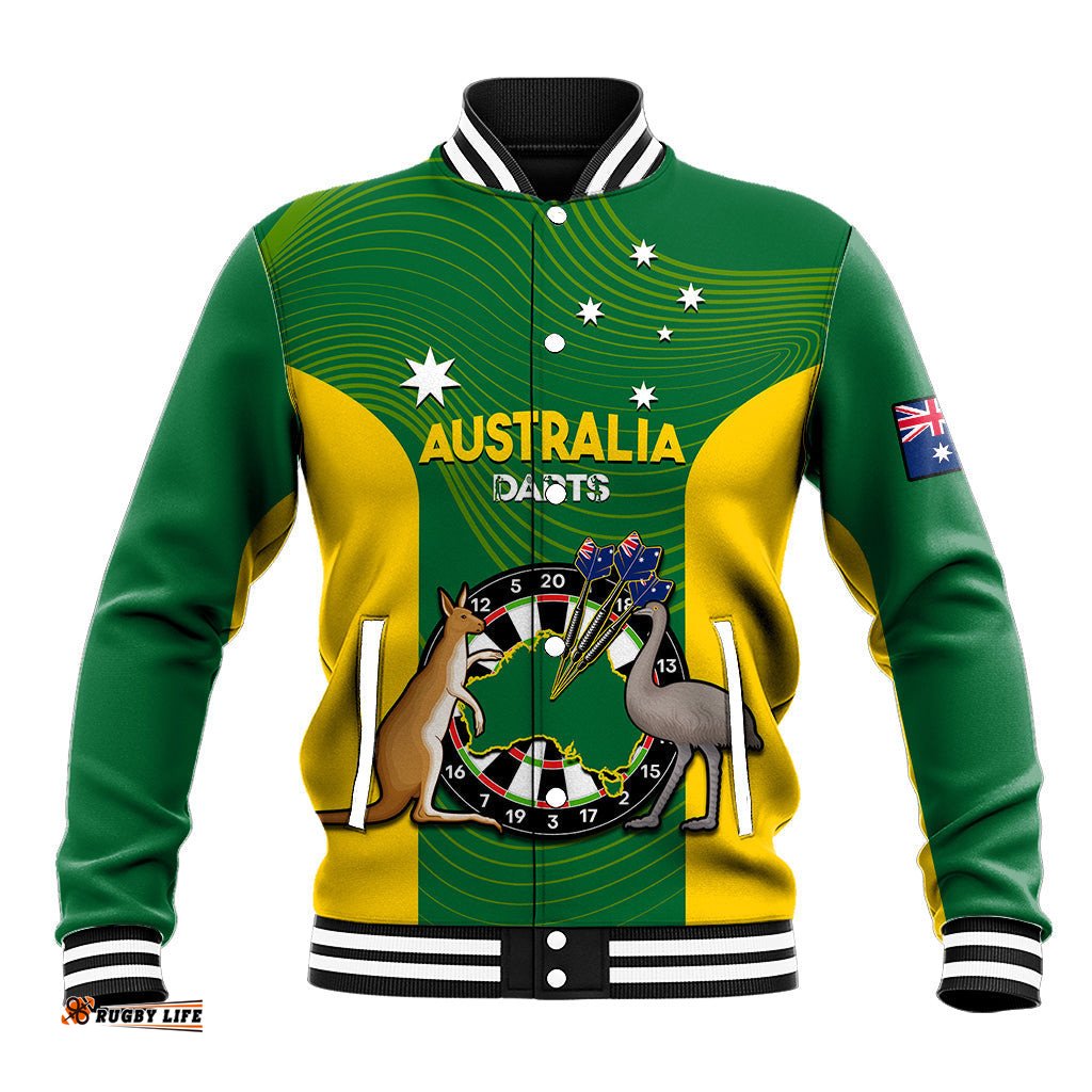 Custom Personalised Australia Darts National Color Mix Kangaroo And Emu Baseball Jacket