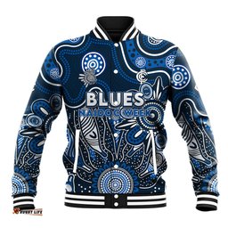 Personalised Blues NAIDOC Week 2024 Baseball Jacket Aussie Aboriginal Art DT02