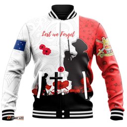 Vibe Hoodie Clothing - Custom New Zealand Anzac Lest We Forget Baseball Jacket