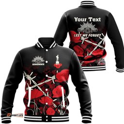 Vibe Hoodie Clothing - Custom Anzac Day Camouflage Poppy & Barbed Wire Baseball Jacket