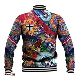 Custom NAIDOC Week 2024 St Kilda Saints Baseball Jacket Australia Aboriginal Dot Painting DT02
