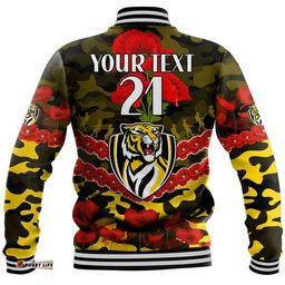 Custom Personalised Richmond Tigers Football ANZAC Baseball Jacket Lest We Forget