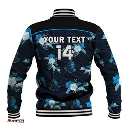 Custom Text And Number Titans Rugby Baseball Jacket Polynesian Tribal Mix Tropical Hawaiian Style