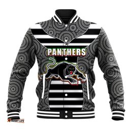 NRL - Panthers Baseball Jacket Mix Dot Aboriginal Black Version