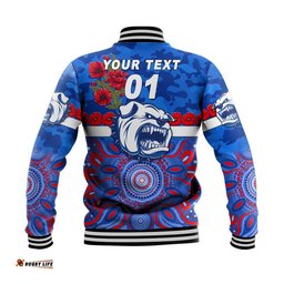 Custom Personalised Western Bulldogs ANZAC Baseball Jacket Indigenous Vibes