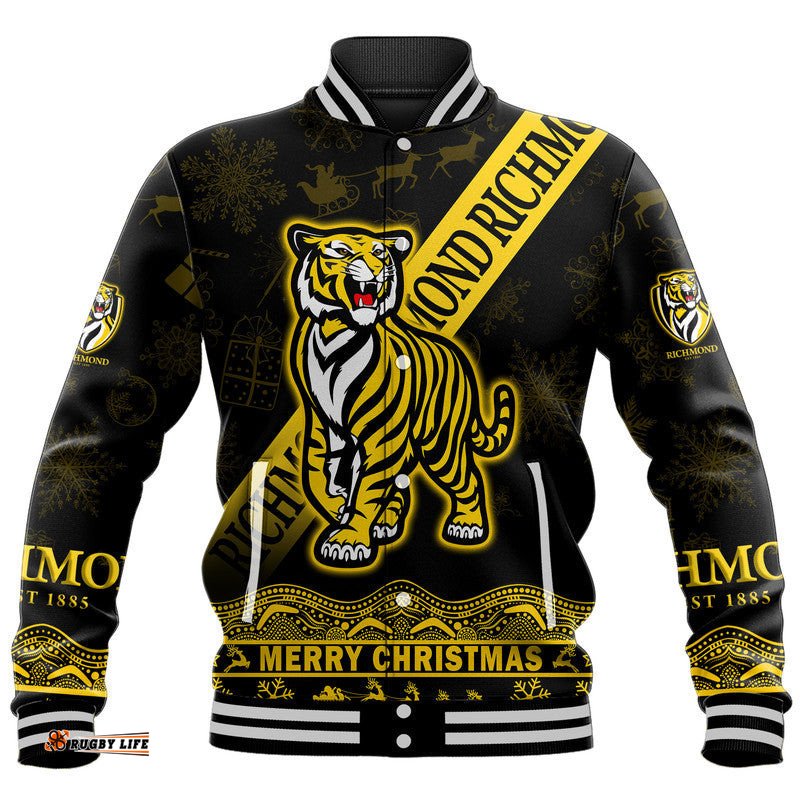 Custom Personalised And Number Richmond Tigers Unique Winter Season Baseball Jacket Tigers Merry Christmas