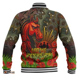 Broncos Rugby Baseball Jacket - Anzac Broncos with Remembrance Poppy and Indigenous Patterns Jacket