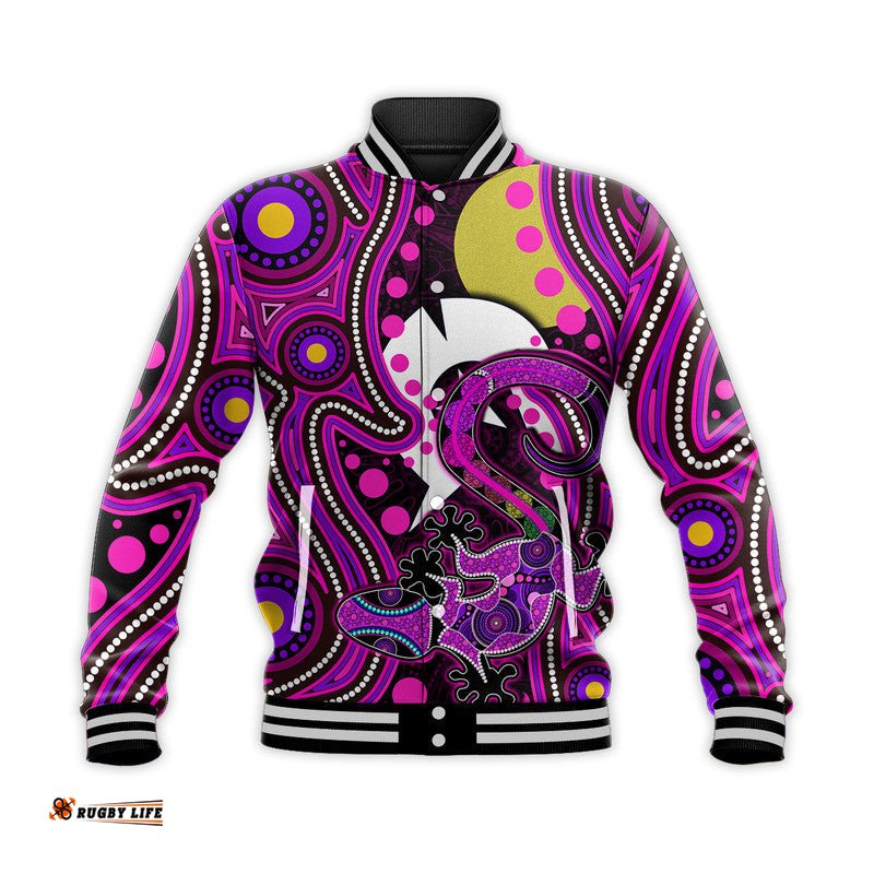Custom Personalised NAIDOC Aboriginal Lizard Baseball Jacket Pink Style