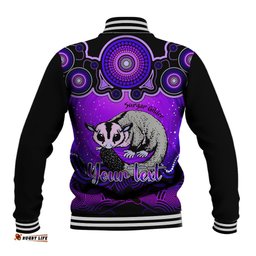 Personalised Australia Gemini Sugar Gilder Zodiac Baseball Jacket Auz Astrology Aboriginal - Purple