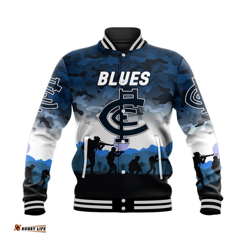 Custom Personalised Carlton Blues ANZAC Baseball Jacket Simple Style