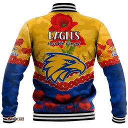 West Coast Eagles Football ANZAC Baseball Jacket Lest We Forget