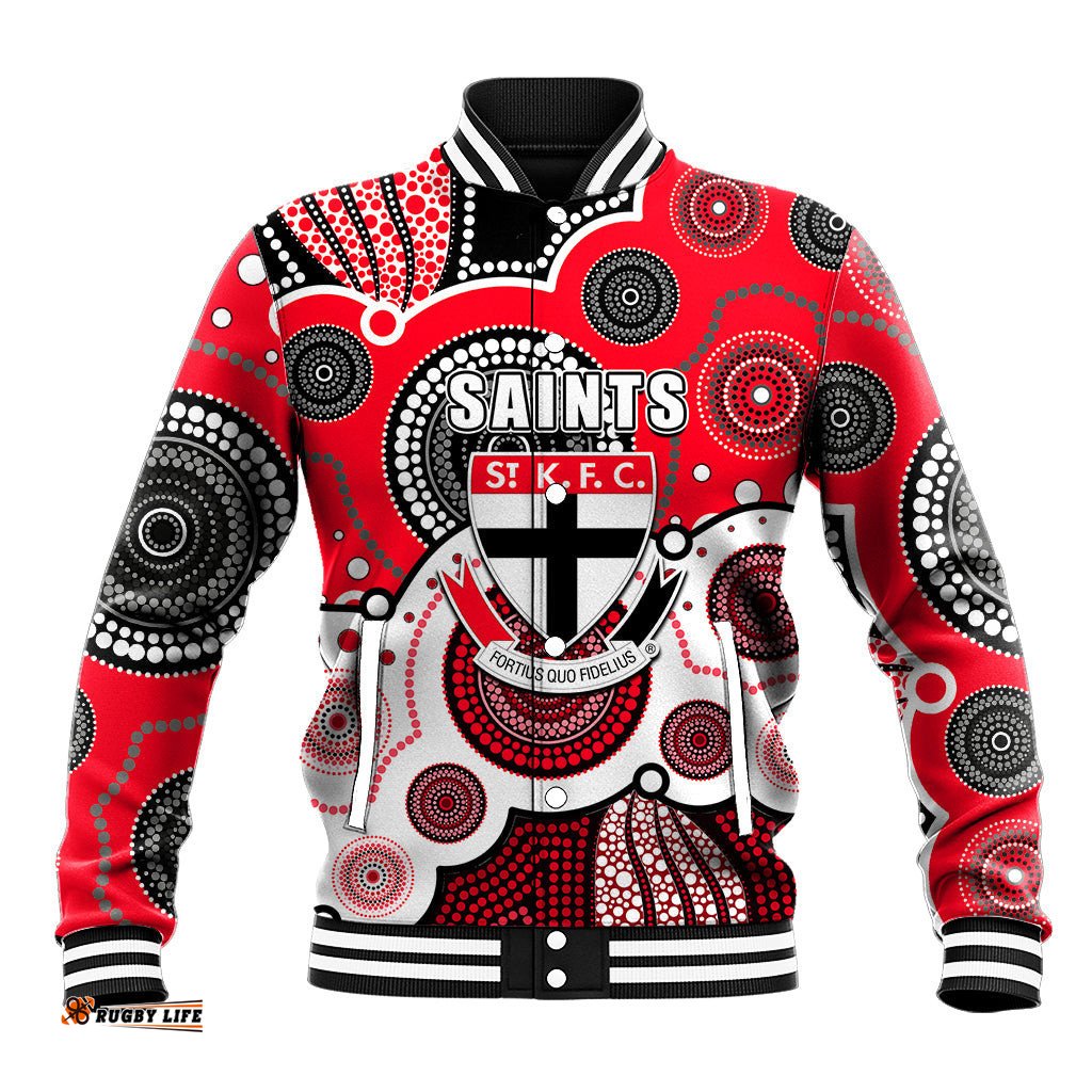 Custom Personalised And Number Saints AFL Baseball Jacket Aboriginal Patterns