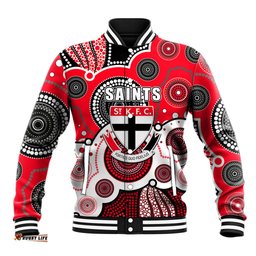 Custom Personalised And Number Saints AFL Baseball Jacket Aboriginal Patterns