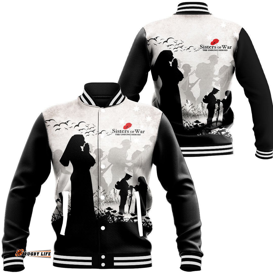 Vibe Hoodie Clothing - Anzac Day Sisters of War The Unsung Heroes Baseball Jacket