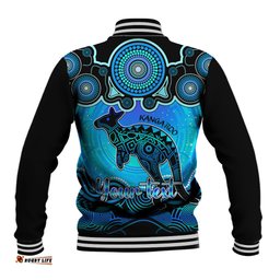 Personalised Australia Aries Kangaroo Zodiac Baseball Jacket Auz Astrology Aboriginal - Aqua
