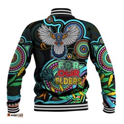 Magpies Football Aboriginal Art Baseball Jacket NAIDOC Indigenous Tribal
