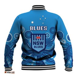 NSW Rugby Baseball Jacket Blues Aboriginal Art
