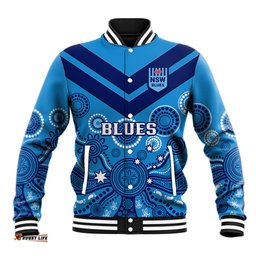 NSW Rugby Baseball Jacket Blues Aboriginal Art