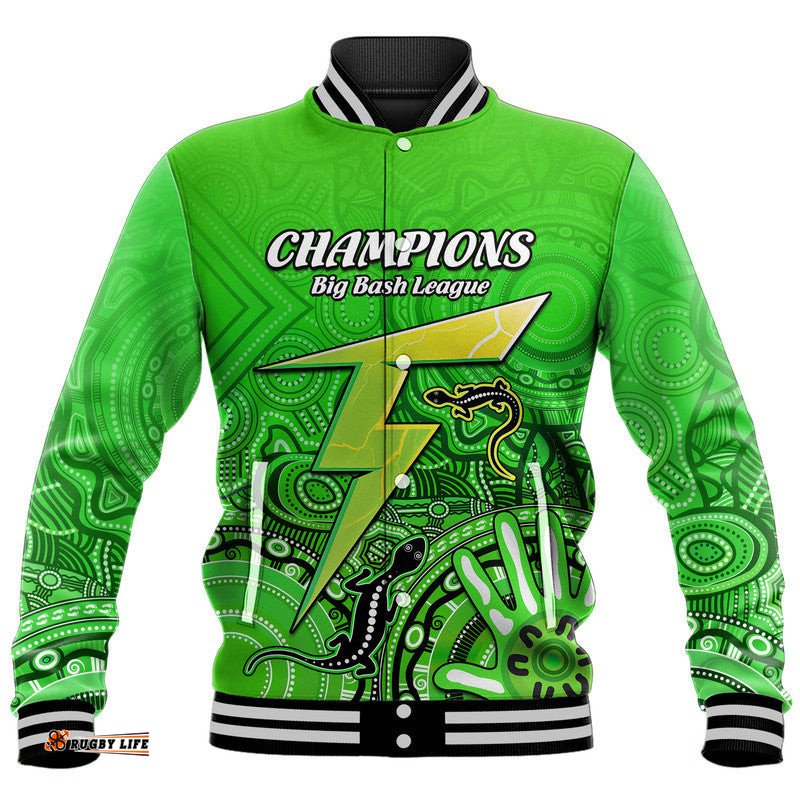 Custom Personalised Sydney Thunder Cricket Champions Baseball Jacket Lizard Indigenous Aboriginal