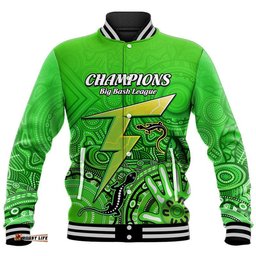 Custom Personalised Sydney Thunder Cricket Champions Baseball Jacket Lizard Indigenous Aboriginal