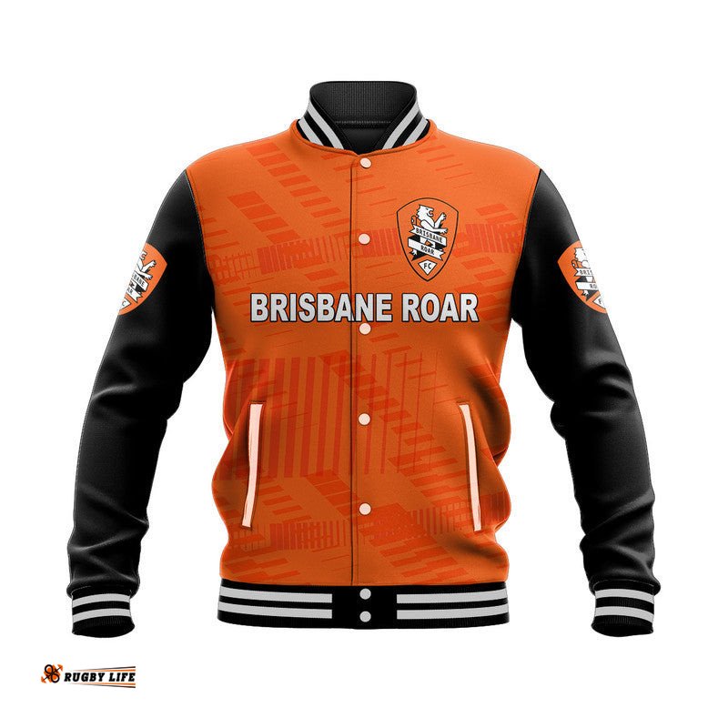 Custom Personalised Brisbane Roar Baseball Jacket Soccer Club Original Style - Orange