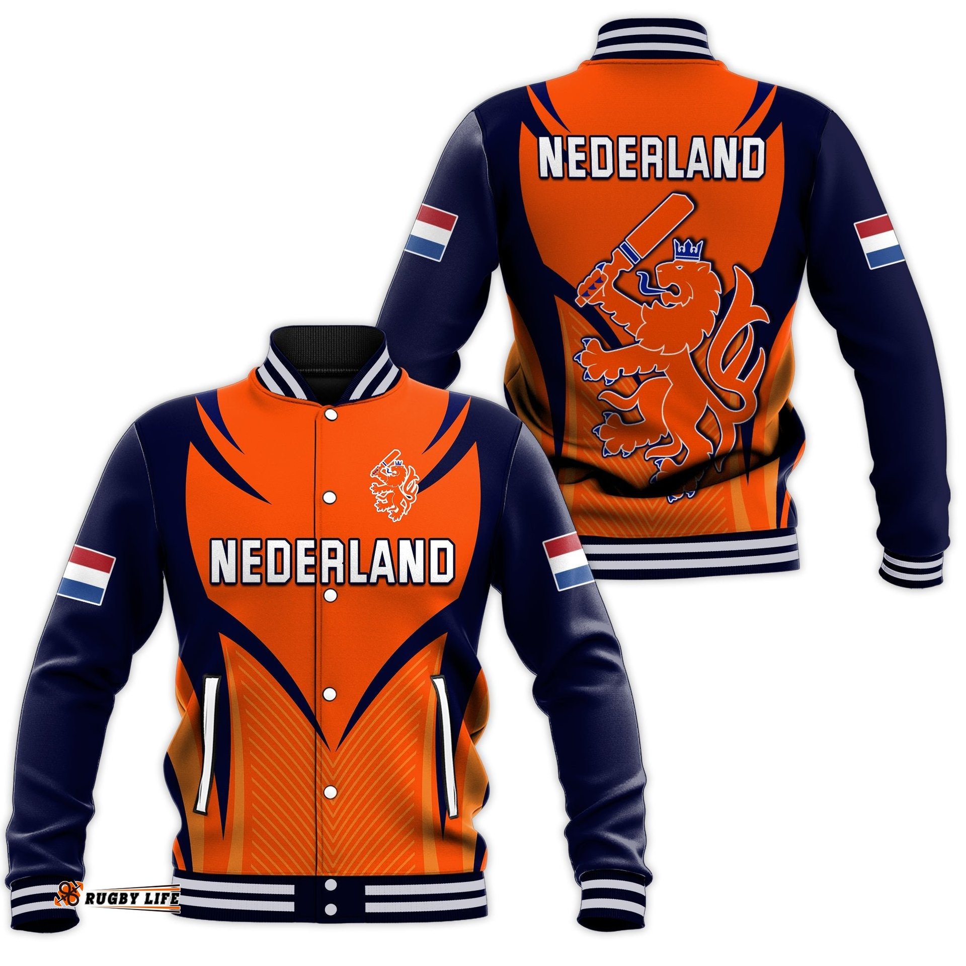 Netherlands Cricket Baseball Jacket T20 World Cup Nederland Lion
