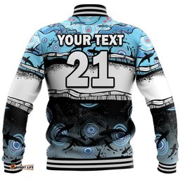 Custom Text And Number Sharkies Aboriginal Baseball Jacket