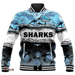 Custom Text And Number Sharkies Aboriginal Baseball Jacket