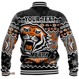 Custom Personalised Wests Tigers Aboriginal Christmas Vibe Black Version Baseball Jacket