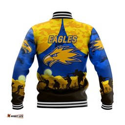 West Coast Eagles ANZAC Baseball Jacket Simple Style - Royal Blue