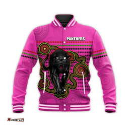 Custom Personalised Panthers Indigenous Baseball Jacket Version Pink Alternate