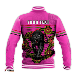 Custom Personalised Panthers Indigenous Baseball Jacket Version Pink Alternate