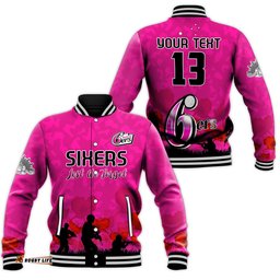Custom Text and Number Sydney Sixers Cricket Baseball Jacket Anzac Day Camouflage Poppy Lest We Forget