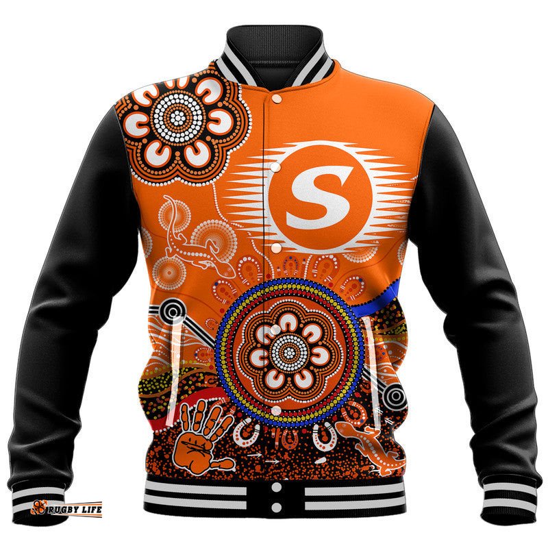 Custom Personalised Perth Scorchers Baseball Jacket Cricket Indigenous Aboriginal Lizard Version