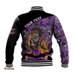 Custom Personalised Australian Boomerang Baseball Jacket Indigenous Australia Purple Graceful