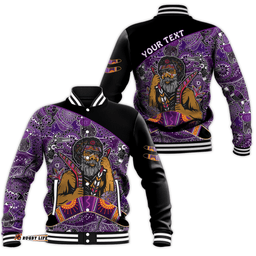 Custom Personalised Australian Boomerang Baseball Jacket Indigenous Australia Purple Graceful
