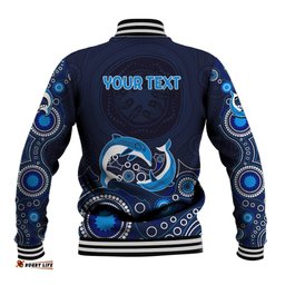 Australia Aboriginal Baseball Jacket Dolphin Dark Blue