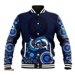 Australia Aboriginal Baseball Jacket Dolphin Dark Blue