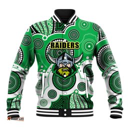 Custom Personalised And Number Raiders NRL Baseball Jacket Aboriginal Patterns