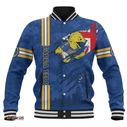 Parramatta Eels Baseball Jacket - Happy Australia Day Flag Scratch Style