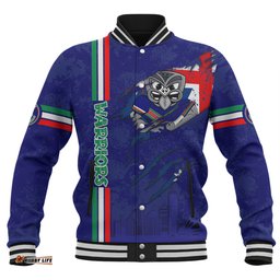 New Zealand Warriors Baseball Jacket - Happy Australia Day Flag Scratch Style