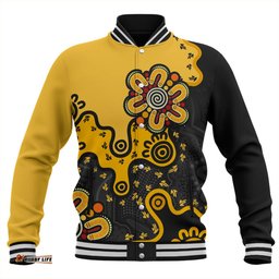 Australia Baseball Jacket Aboriginal Style Of Background Yellow