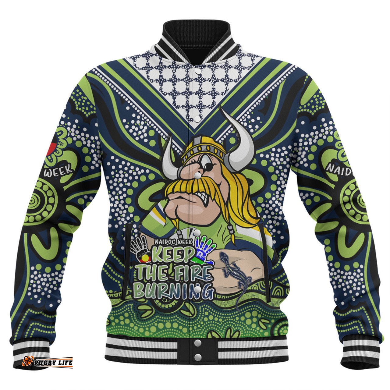 Canberra Raiders Baseball Jacket Aboriginal Inspired Naidoc Week Custom For Die Hard Fan Supporters