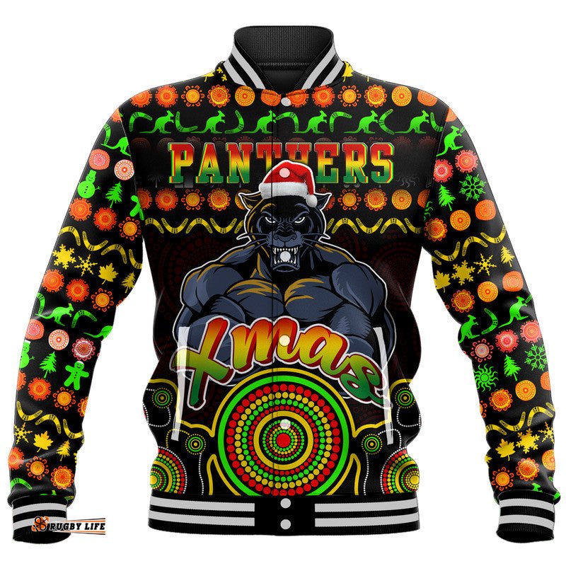 Panthers Christmas Vibe With Aboriginal Dot Panting Style Baseball Jacket
