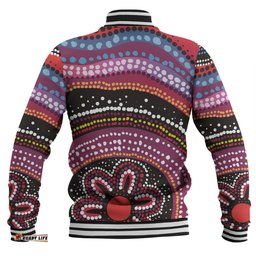 Australia Dot Painting Inspired Aboriginal Baseball Jacket - Aboriginal Color Dot Inspired Baseball Jacket