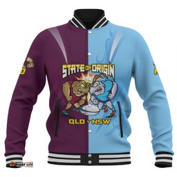 Queensland Maroons Baseball Jacket Custom State Of Origin 2024 Tough Fan Rugby For Life QLD vs NSW