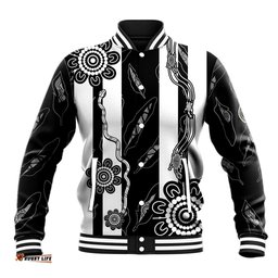 Custom Text And Number Collingwood Football Baseball Jacket Proud To Be Magpies Aboriginal Version